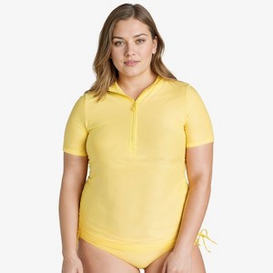 Calypsa Women's Plus Size Half-Zip Short Sleeve Rashguard UPF 50+ Adele Swim Top - 1 of 3