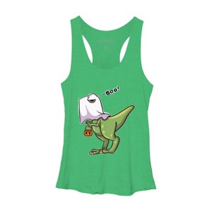 Women's Design By Humans Halloween Ghost Dinosaur By whynot007 Racerback Tank Top - 1 of 3