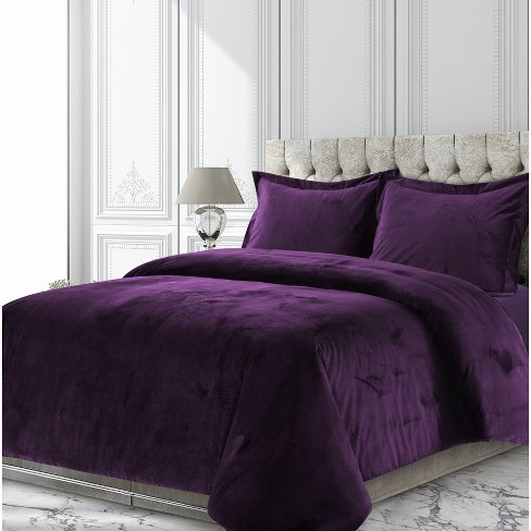 3pc King Venice Velvet Oversized Solid, Target Purple Duvet Cover