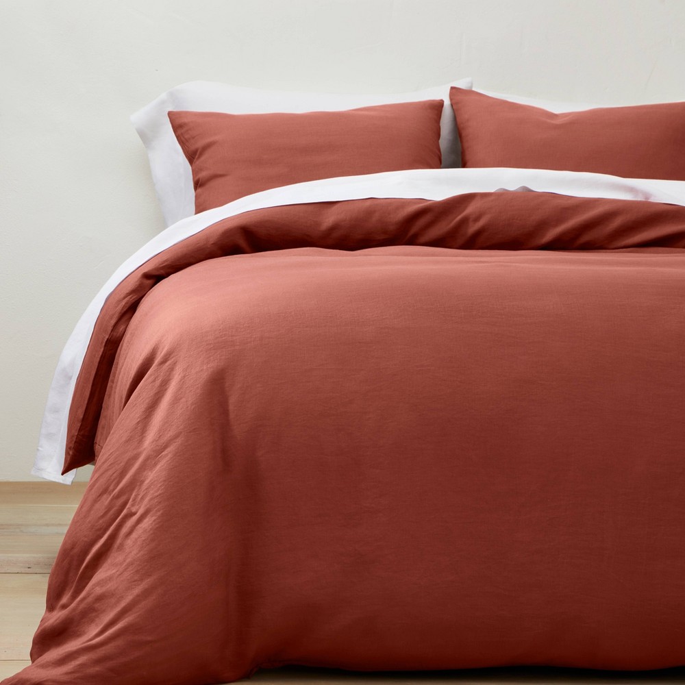 Photos - Bed Linen King Linen Duvet & Sham Set Dark Clay - Casaluna™