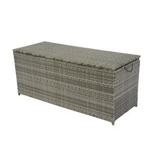 Gulches Outdoor Storage Box, 113 Gallon Wicker Patio Deck Boxes with Lid, Outdoor Cushion Storage for Kids Toys, Pillows, Towel Grey Wicker - 1 of 4