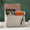 Juvale 2 Pack Faux Leather Foldable Storage Bins with Handles, Collapsible Baskets for Home Organization, Grey, 10x9.5x6.5 in - 3 of 4