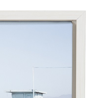 Pale Blue Lifeguard Tower Framed Canvas Print, 23x33