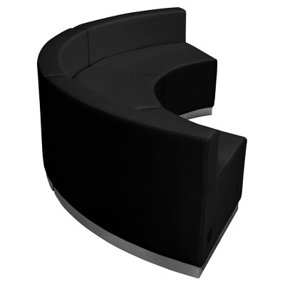 Elegant Black Faux Leather 3-Piece Reception Set with Metal Base