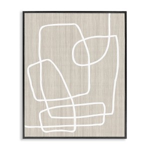 Stupell Industries Contemporary White Line Shapes Minimal Grain Design Framed Giclee Art, Black, 24" x 30" - 1 of 4