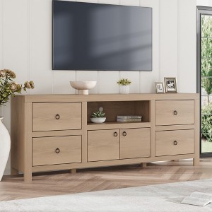 Farmhouse TV Stand for 80 Inch TVs, Long Entertainment Center with 6 Storage Drawer - 1 of 4