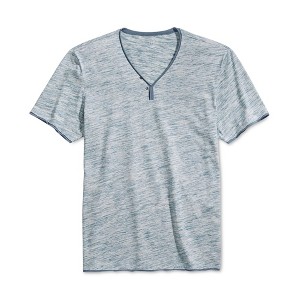 I.N.C International Concepts Mens Heathered Y-Neck Graphic T-Shirt, Blue, Medium - 1 of 1