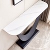 Modern Console Table with Adjustable Feet, Metal Frame & Exquisite Shape Design for Living Room/Office, Black - 4 of 4