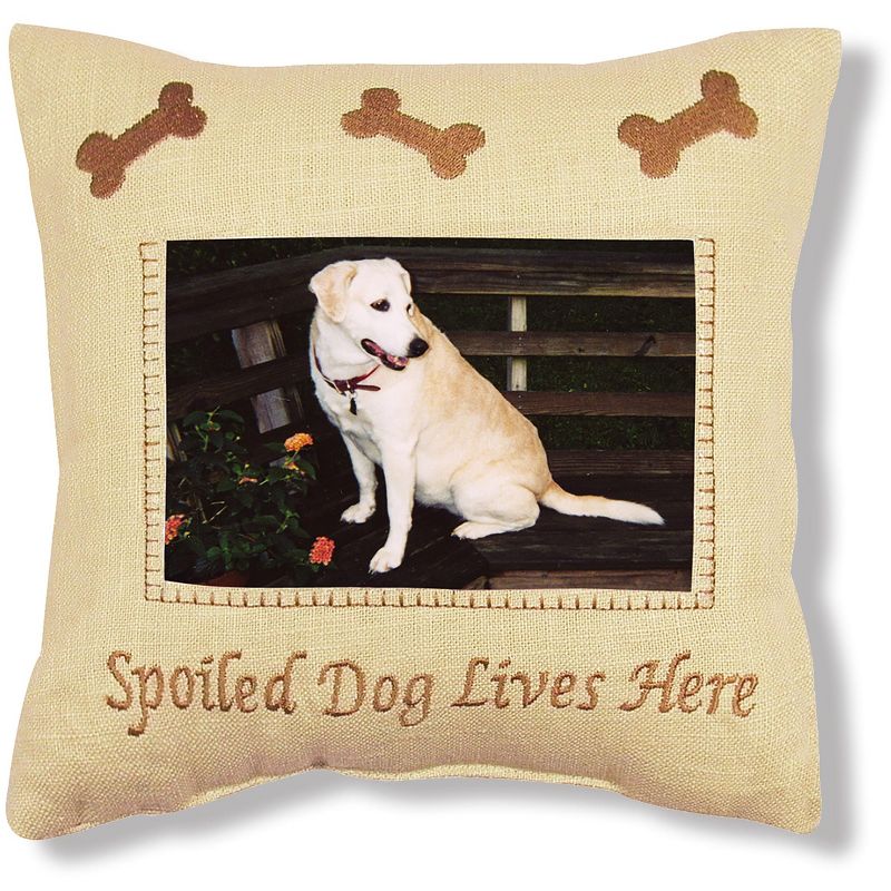 C&F Home 10" x 10" Spoiled Dog Embroidered Picture Petite  Size Accent Throw  Pillow, 1 of 4