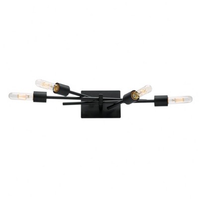 Matte Black 3-Light Metal Dimmable Wall Sconce