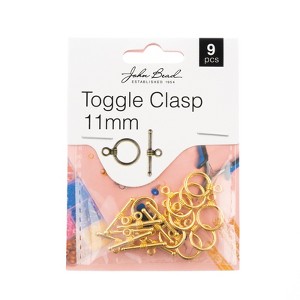 John Bead Must Have Findings Metal Gold 11mm Toggle Clasps for Jewelry Making Findings, 9 Pieces - 1 of 4