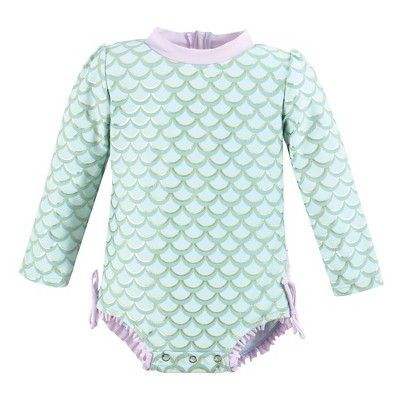 Hudson Baby Girls Rashguard Baby Swimsuit, Mermaid : Target