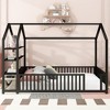 Twin/Full Size Metal House Bed Platform Bed with Fence and Detachable Storage Shelves, Black-ModernLuxe - 2 of 4