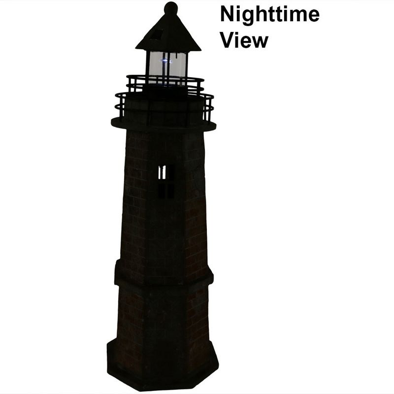 Sunnydaze Outdoor Backyard Garden Nautical Lighthouse Solar LED Pathlight Statue Figurine - 35" - Brick, 4 of 10