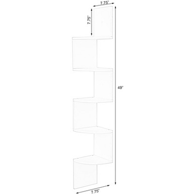 Black Wood 5-Tier Wall Mount Corner Shelf