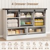 TV Stands for Living Room, Television Stands with Large 4 Drawers & Bar Handles, Farmhouse Wood Entertainment Center with Sliding Barn Doors - 3 of 4
