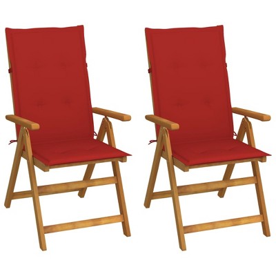 vidaXL Patio Reclining Chairs 2 pcs with Cushions Solid Acacia Wood