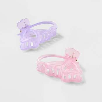 Girls' 2pk Jelly Butterfly Shaped Claw Clip - art class™ Pink/Purple
