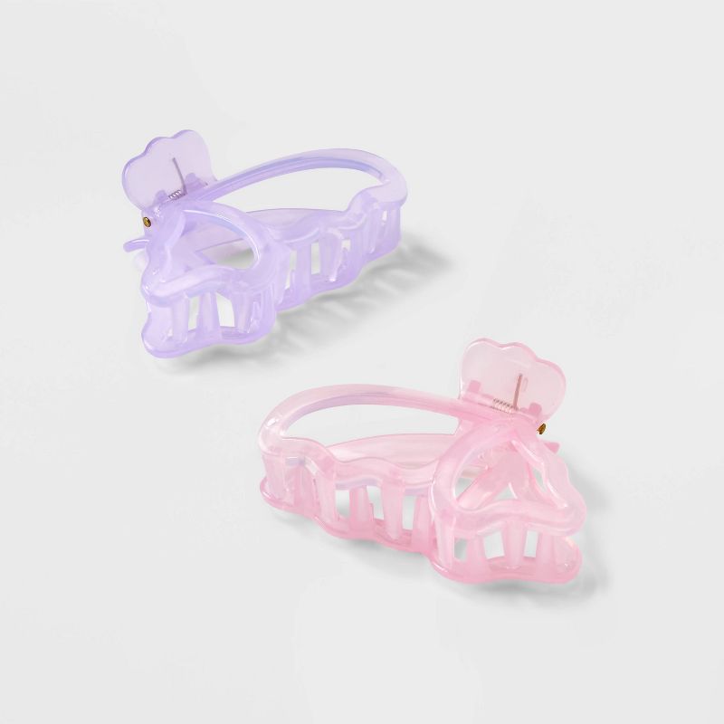 Girls&#39; 2pk Jelly Butterfly Shaped Claw Clip - art class&#8482; Pink/Purple, 1 of 4