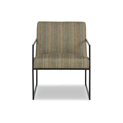 Contemporary Aniak Velvet Accent Chair in Blue and Beige