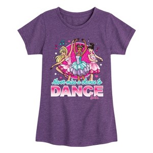 Girls' - Barbie - Never Miss A Chance To Dance Fitted Short Sleeve Graphic T-Shirt - 1 of 4