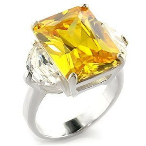 Slickblue Simply Sterling Citrine CZ Ring - Polished Finish, Three-Stone Design, Women's Jewelry, Size 4-11 - 1 of 3