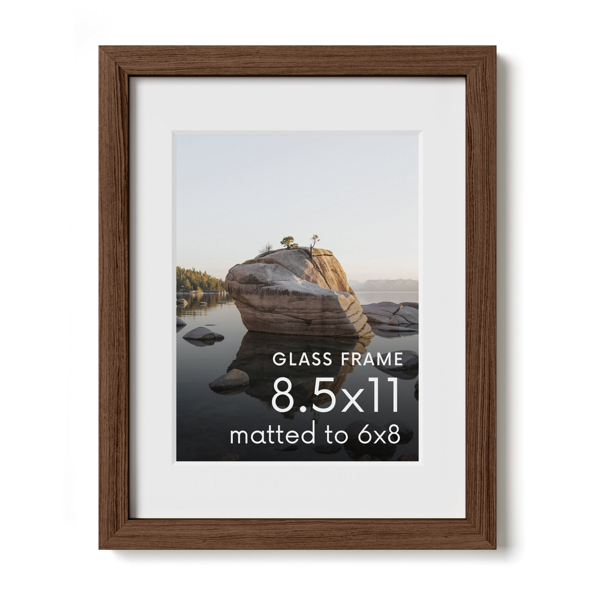 Haus and Hues Oak Picture Frame with Glass, Walnut, 8.5x11