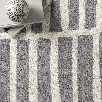 Gray Geometric Hand-Tufted Wool Rectangular Area Rug