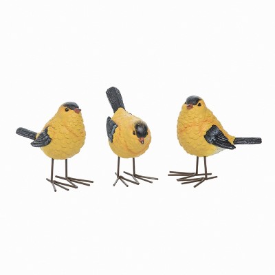 Transpac Large Resin Goldfinch Set of 3 Spring Home Decorations