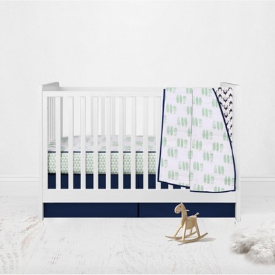 Bacati - Boys Noah Muslin Mint NAvy 3 pc Crib Bedding Set