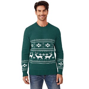 Coolmee Ugly Christmas Sweaters for Mens Crew Neck Slim Fit Holiday Pullover Sweater Tops - 1 of 4