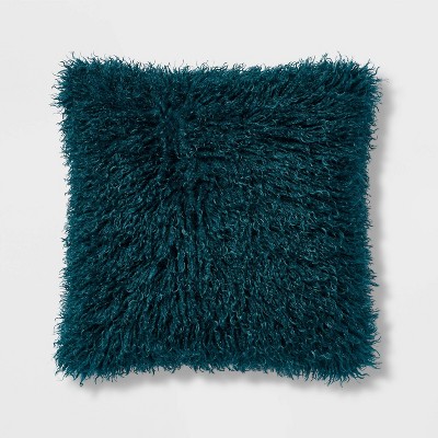 Mongolian Sheepskin Turquoise Blue Throw Pillow - Pillow Decor