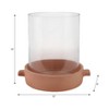 Glass Hurricane Candle Holder with Terracotta Base - Decorative Pillar Candlestick Holder for Dining Table Centerpiece or Shelf Display - 10", Brown - 4 of 4