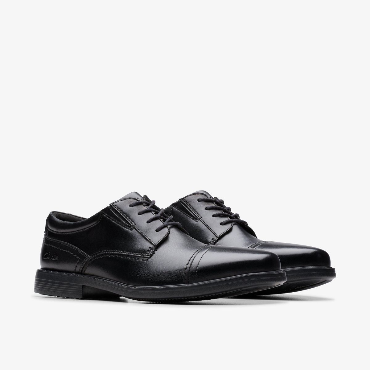Clarks Mens Dresslite Cap Black Leather Shoes - thumbnail 5