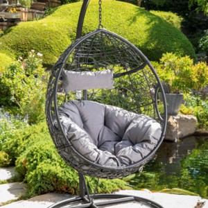 Outdoor PE Rattan Patio Egg Chair Basket with Cushions,All-Weather Patio Seat for Balcony or Backyard – The Pop Home - 1 of 4