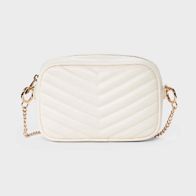 Quilted Camera Crossbody Bag - A New Day™ Cream