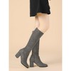Allegra K Women's Side Zipper Padded Insole Chunky Heel Knee High Boots - 2 of 4