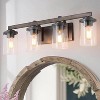 LNC Laius Gryish Brown Wood Tone and Black Farmhouse Vanity  Lights, 3 Light/4 Light - 2 of 4