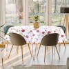 70" Dia Round Vinyl Water Oil Resistant Printed Tablecloths Red Nine-petals Flower - PiccoCasa - 3 of 4