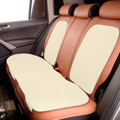 X-Autohaux Universal Breathable Protector Flax Fiber Automotive Seat Pads Beige 1 Set