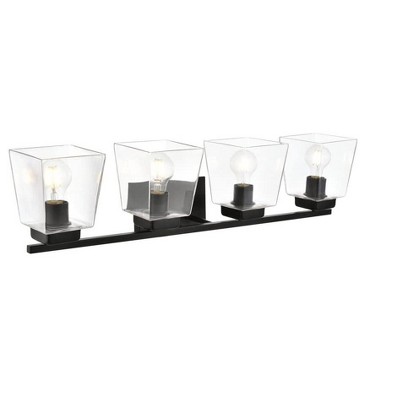 Elegant Lighting Merrick 4 light Black and Clear Bath Sconce