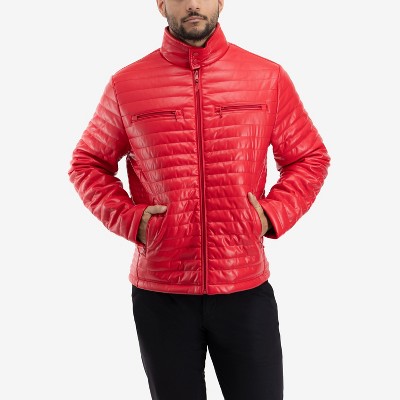 X RAY PU Quilted Jacket With Faux Shearling Lining in RED Size M — фото 5
