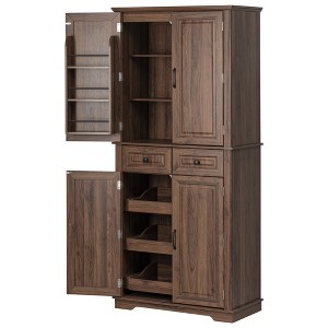 Rbied 71.2" Tall Kitchen Pantry Cabinet Sideboard with 3 Pull Out Cabinet Organizers, 6 Door Shelves, 2 Drawers - 1 of 4