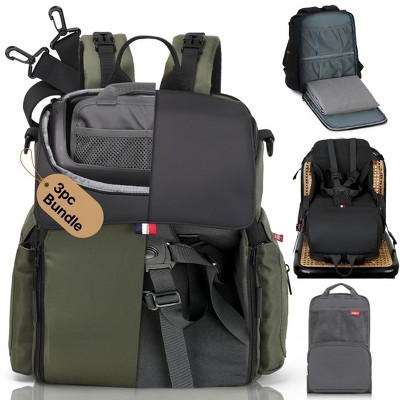 GillyGro Diaper Bag Backpack Set with In-built Booster, Roll-out Changing Pad, Organizer Insert, Extra Shoulder Strap