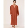 Lars Amadeus Men's Cotton V-Neck Side Split Long Night Gown with Pocket - 2 of 4