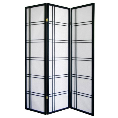 Vynxaria 70" Tall 3-Panel Screen / Room Divider "Girard" with Black finish