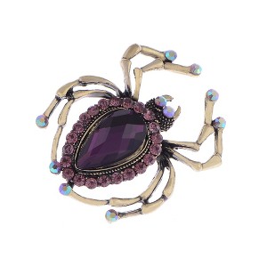 Anna-Kaci Women's Rhinestone Spider Brooch Pin with Black Gemstone Accents - 1 of 4