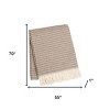 HomeRoots 55" X 70" Camel Cotton Blend Woven Plush Throw Blanket with Fringe - 3 of 4
