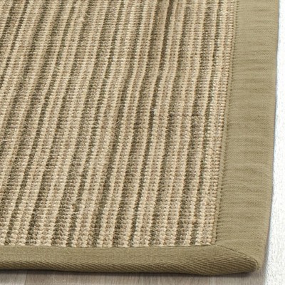 Green and Beige Handwoven Natural Fiber Area Rug, 3' x 5'