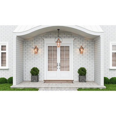Aged Copper and Clear Glass 24" Indoor/Outdoor Pendant Light